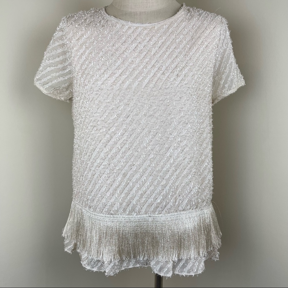 Max Studio White Textured Blouse